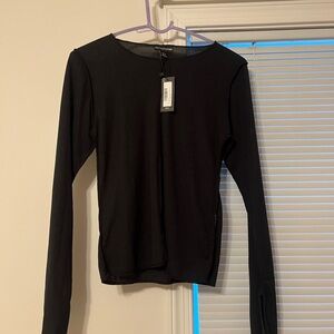 PrettyLittleThing Black Long Sleeve Blouse